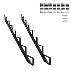 Stair Step Riser 57 Inch 7 Metal Stringer 2 Pack Black Steel Height Deck