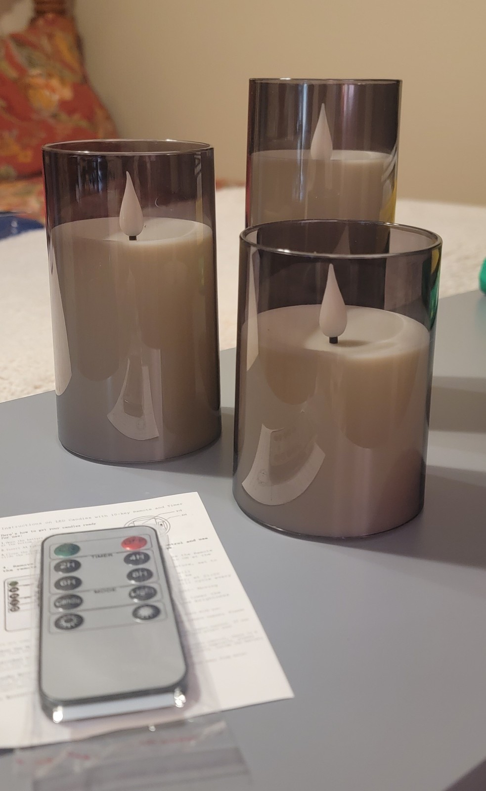 3 LED CANDLES WITH 10-KEY REMOTE N TIMER! EA TAKES 2 AA BATTERIES! NEVER USED! gallery