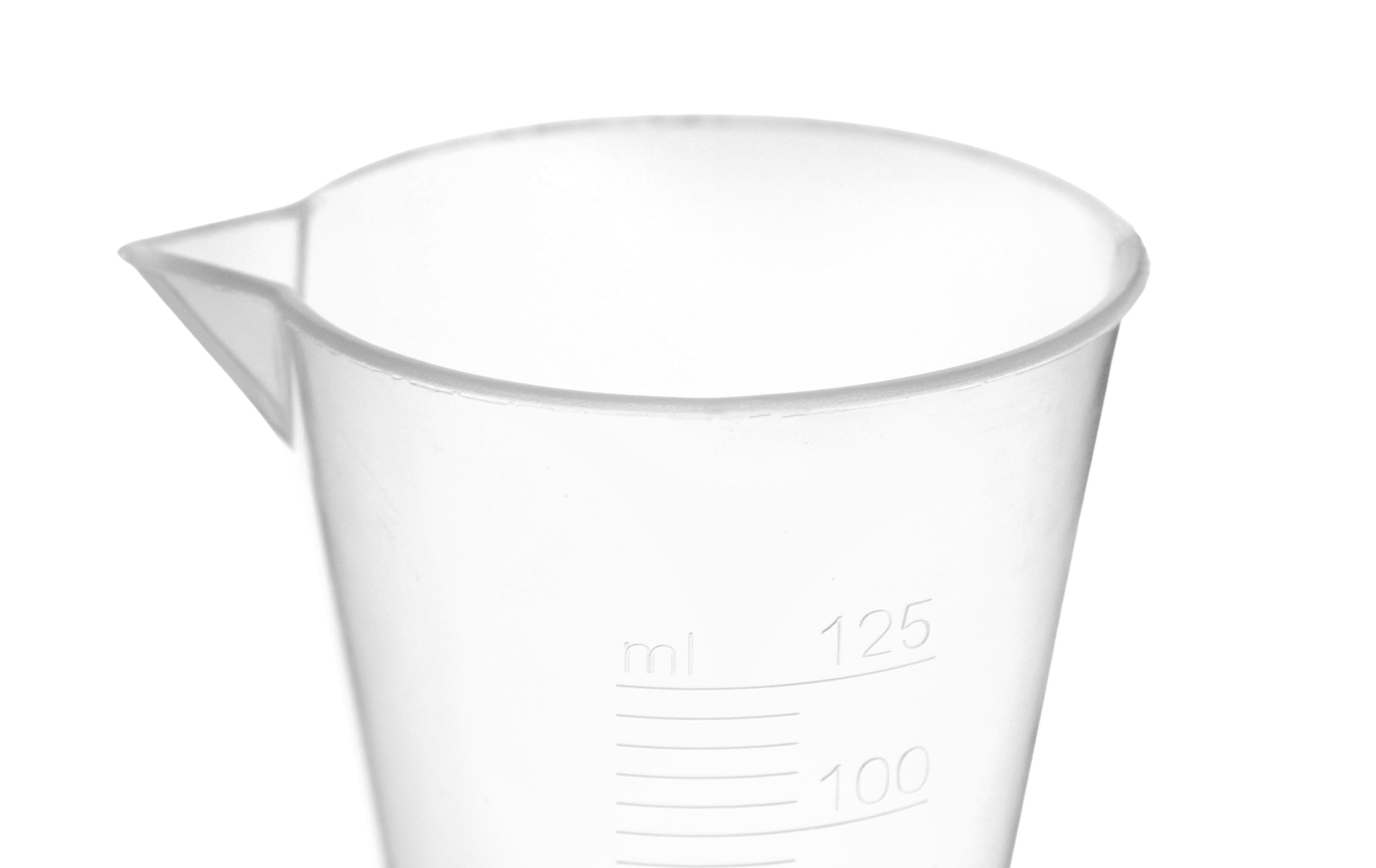 Conical Measure, 125ml - Polypropylene Plastic, Translucent - Eisco Labs gallery