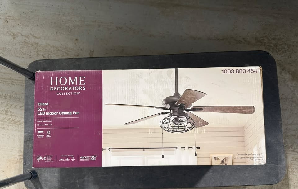 NEW Home Decorators Ellard 52 in. LED Indoor Matte Black Ceiling Fan with Light gallery