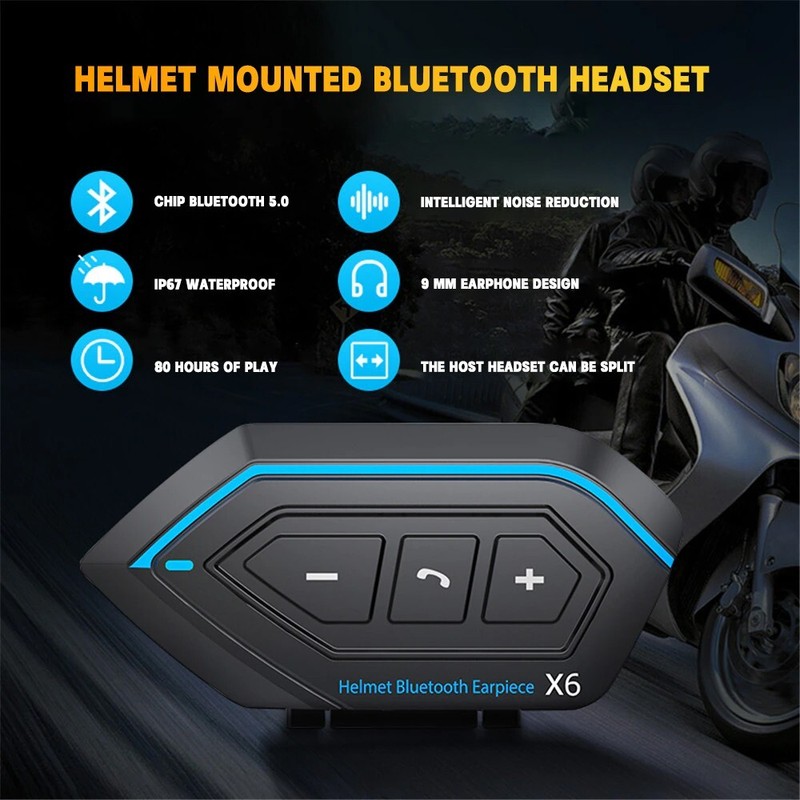 Bluetooth 5.0 Motorcycle Helmet Headset Wireless Motorbike Hands-free Waterproof gallery