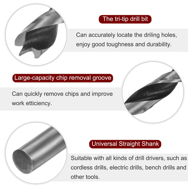 1set Brad Point Drill Bits Dia 3/4/5/6/7/8/9/10/11/12mm Steel Round Shank Drill gallery