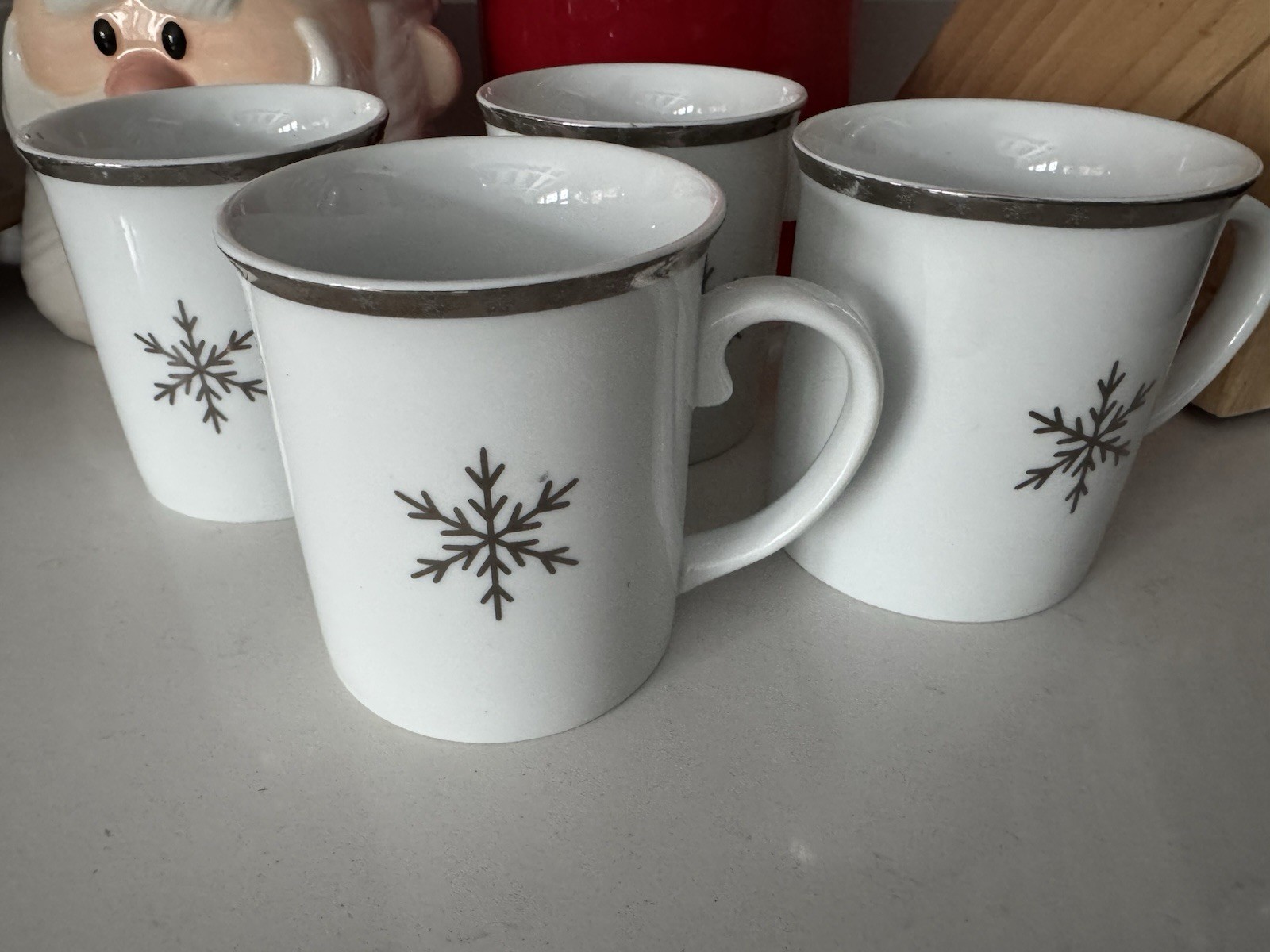 4) Target Arctic Solstice TRADITIONAL HOLIDAY Snowflake Coffee Mugs Silver Band gallery