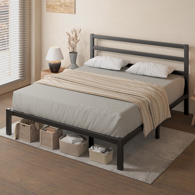 Platform Bed Frame Twin/Full/Queen/King Size Metal Bed Frame with Headboard gallery