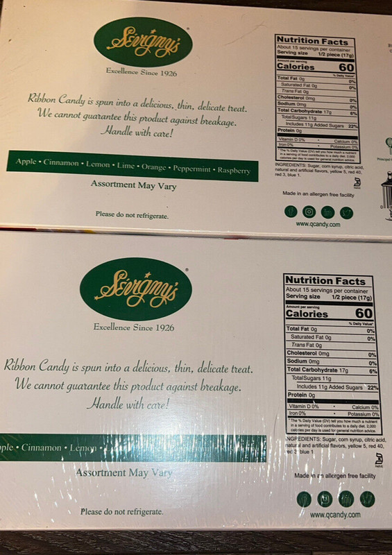 Sevigny's ~ Thin Ribbon Hard Candy Christmas 2-Boxes 9 oz. Each, Expires 06/2027 gallery