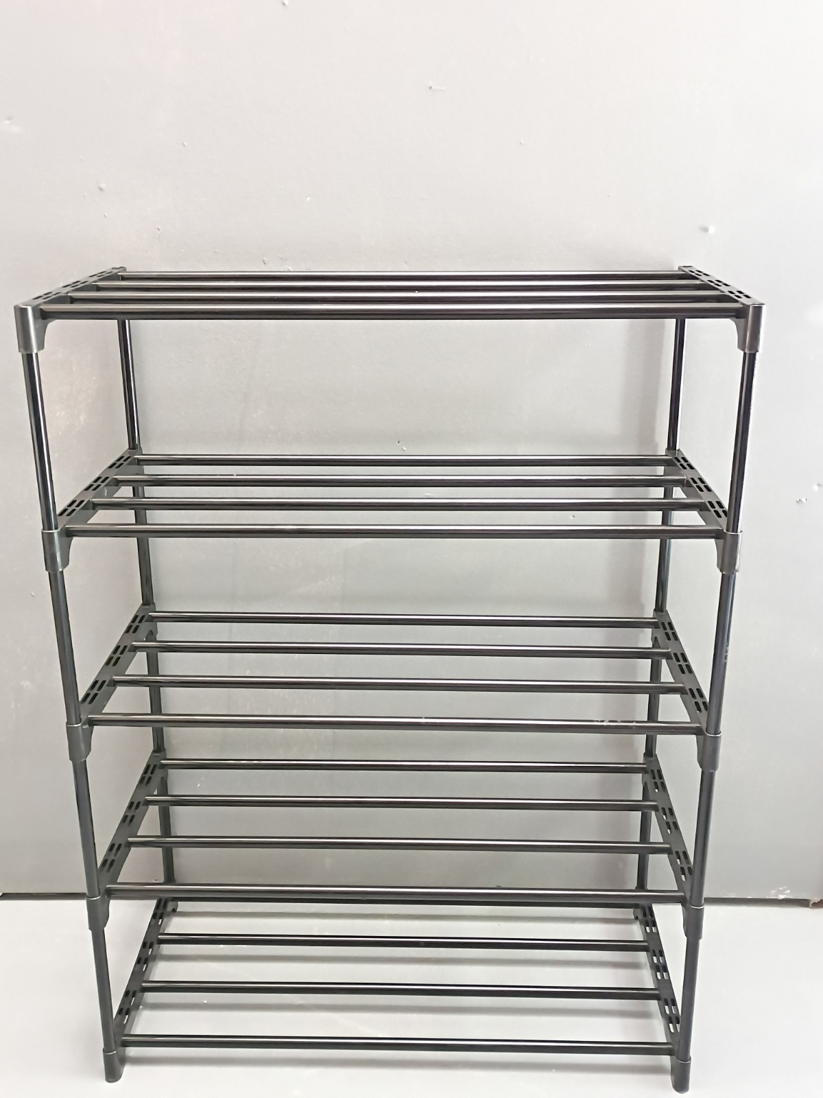 Metal 5-Tier Stackable Shoe Rack Modern Black Less Than 24in Free Standing gallery