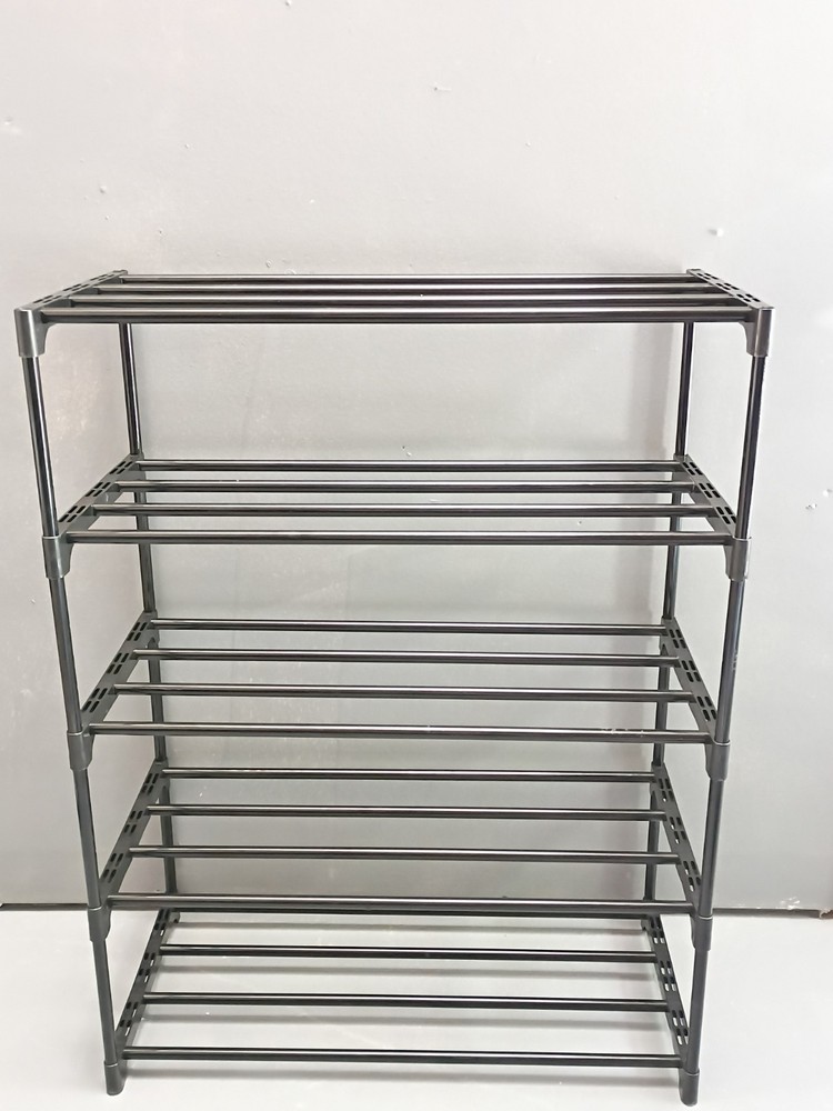 Metal 5-Tier Stackable Shoe Rack Modern Black Less Than 24in Free Standing