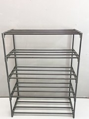 Metal 5-Tier Stackable Shoe Rack Modern Black Less Than 24in Free Standing