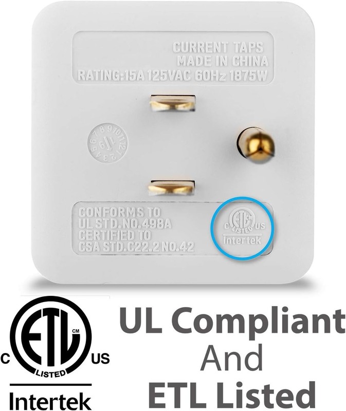 [3 PACK] 3 Outlet Extender Indoor Grounded AC Power Wall Tap Travel Adapter Plug gallery