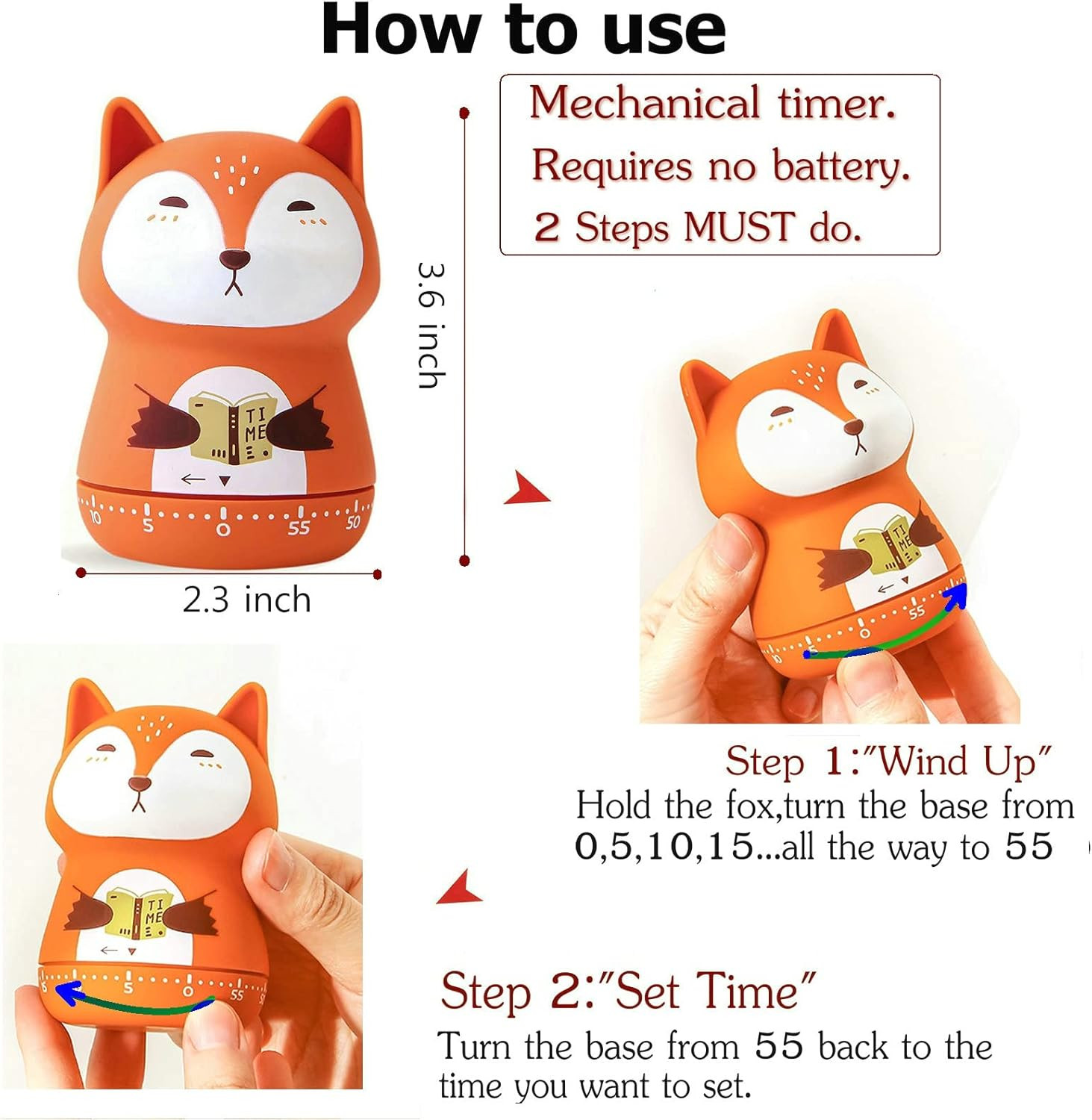 Mechanical Kitchen Timer - Cute Animal Wind up 60 Minutes Manual Countdown Timer gallery