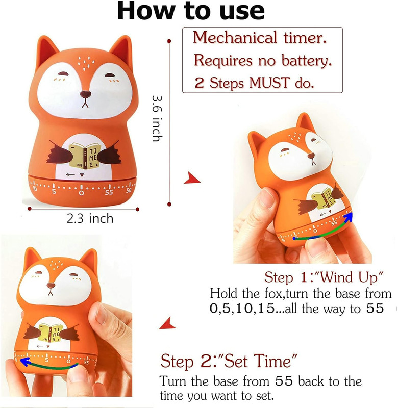 Mechanical Kitchen Timer - Cute Animal Wind up 60 Minutes Manual Countdown Timer gallery