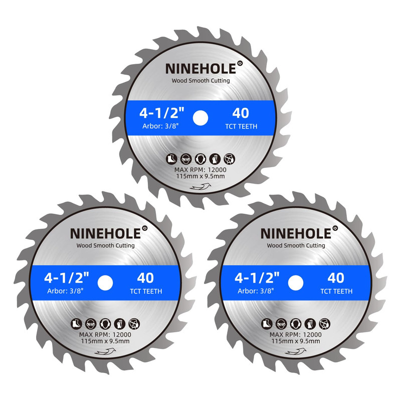 3pack 4 1/2 Inch Circular Saw Blade 40T with 3/8-Inch Arbor, TCT Carbide Tipped gallery