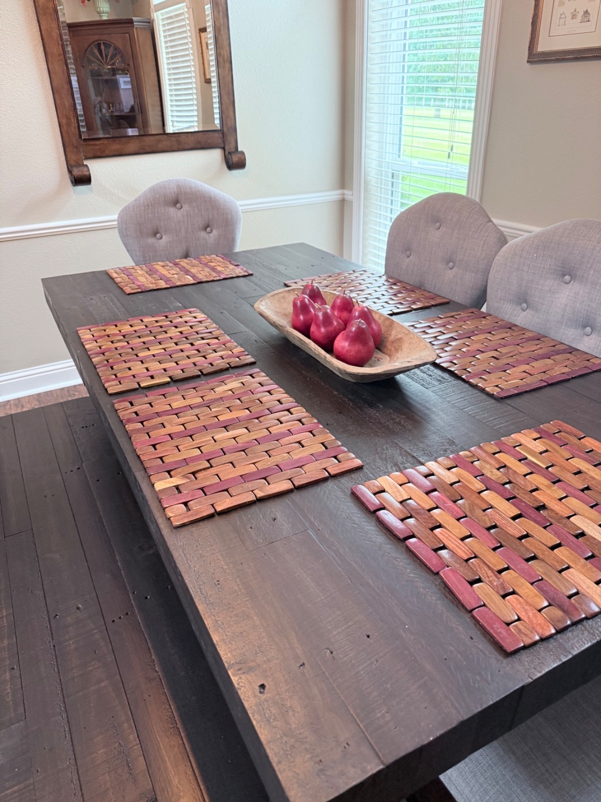 Handcrafted Costa Rican Rosewood Placemats – Set of 6 – Never Used gallery