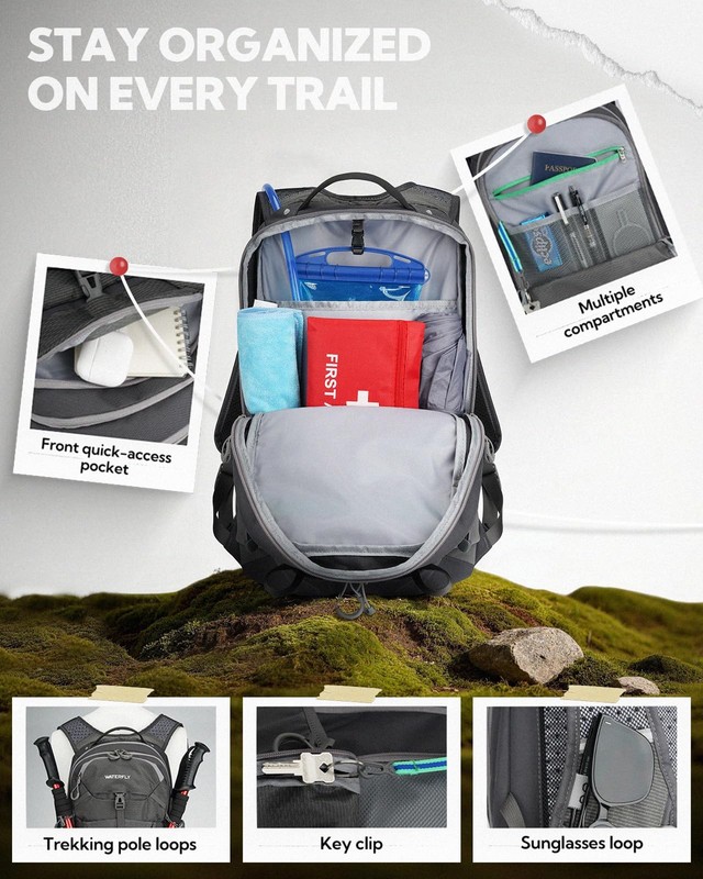 Small Lightweight Hiking Backpack: 20L Outdoor Daypack with Pocket, Hydration... 5