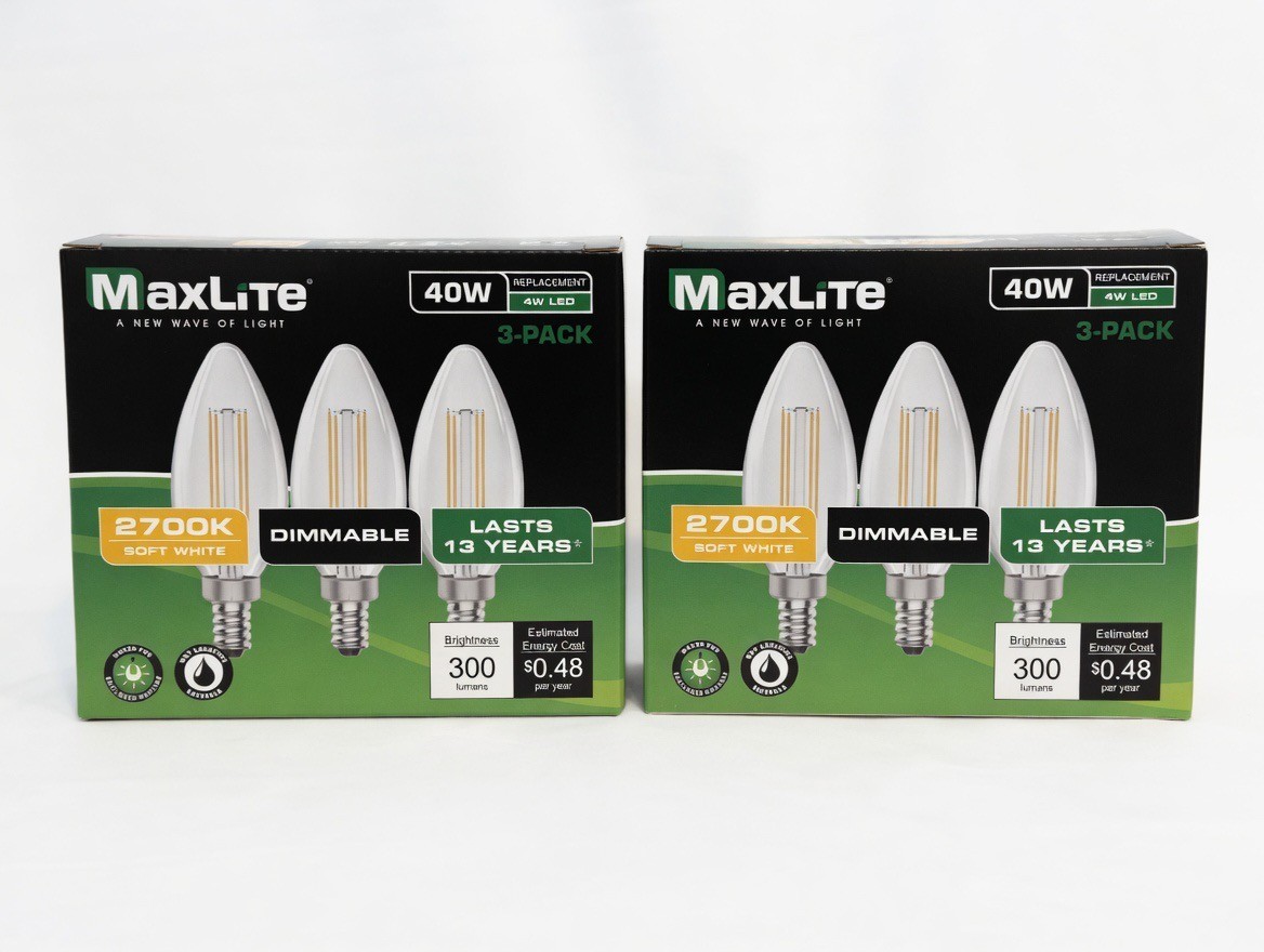 MaxLite 4W Candelabra Replacement LED Bulbs - 6 Pack (Two 3 packs) gallery