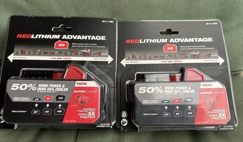 2 Pack New Milwaukee 48-11-1880 M18 HIGH OUTPUT 18V 8Ah XC8.0 Cordless Battery gallery