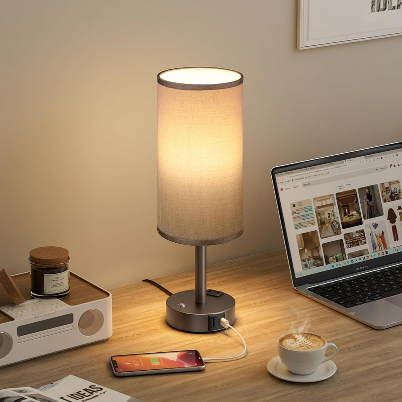 Touch Bedside Table Lamp with Memory - Stepless Dimmable Lamp for Bedroom, Small gallery