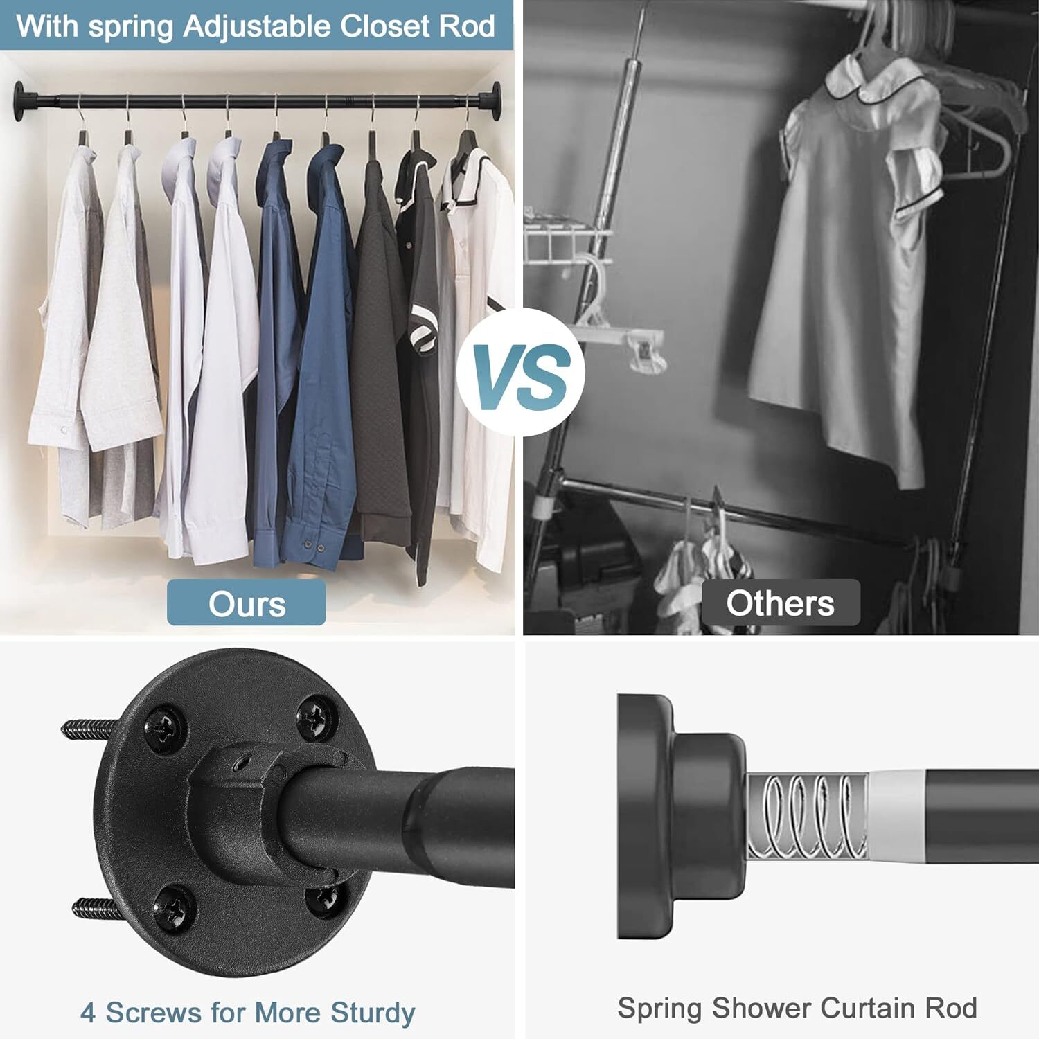 Hanging Closet Rod29-94 Inches Space Saving Closet Rod Extender HangingBlack ... gallery