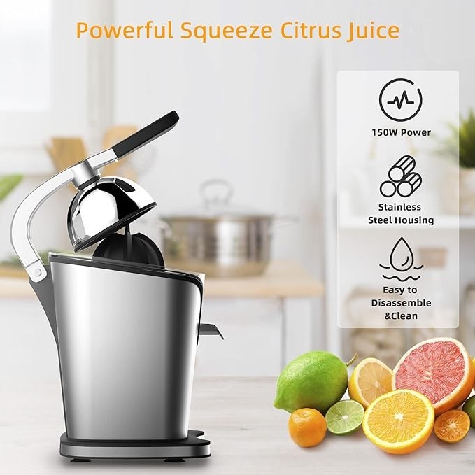 Exprimidor Electrico de Jugos Naranja Limon Extractor de Zumos Acero inoxidables gallery