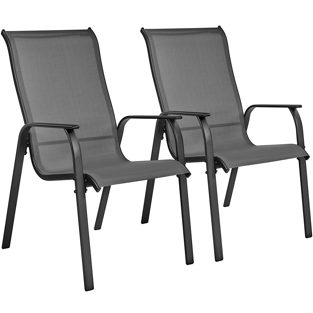 Set of 2 Patio Dining Chairs Stackable Chairs Outdoor furniture for Garden Lawn