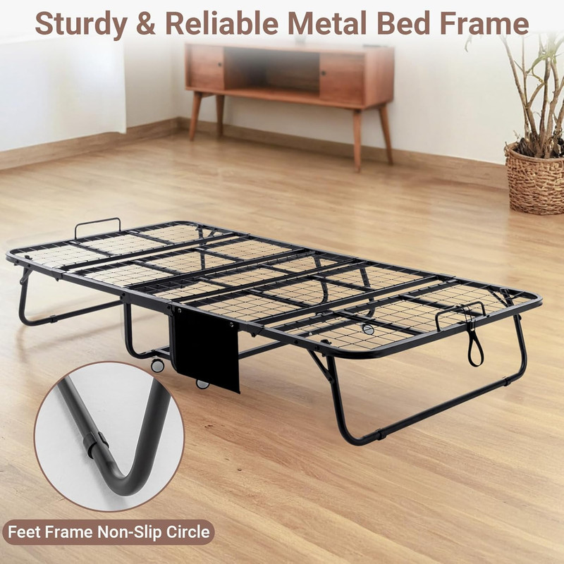 Portable Rollaway Bed with Memory Foam Mattress, Space-Saving Design, 75"x38 gallery