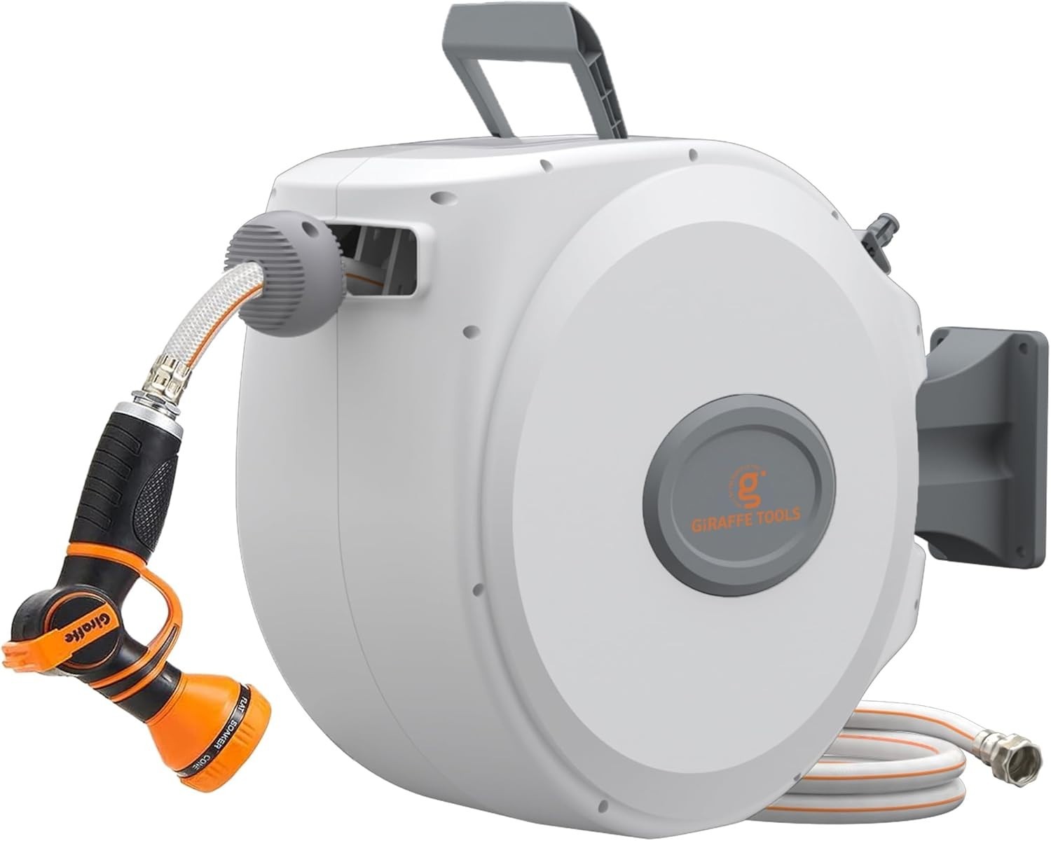 Giraffe Tools Retractable Garden Hose Reel 5/8in 60-115ft Water Hose Wall Mount gallery