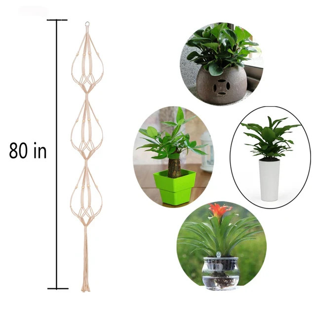3-Tier Macrame Plant Hanger Handmade Cotton Rope Hanging Planter for Outdoor gallery