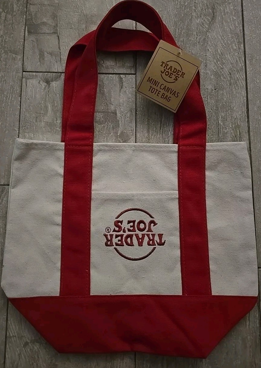 Trader Joe Canvas Upside Down Label. RARE COLLECTIBLE ITEM. See Pictures. 1 BAG! gallery