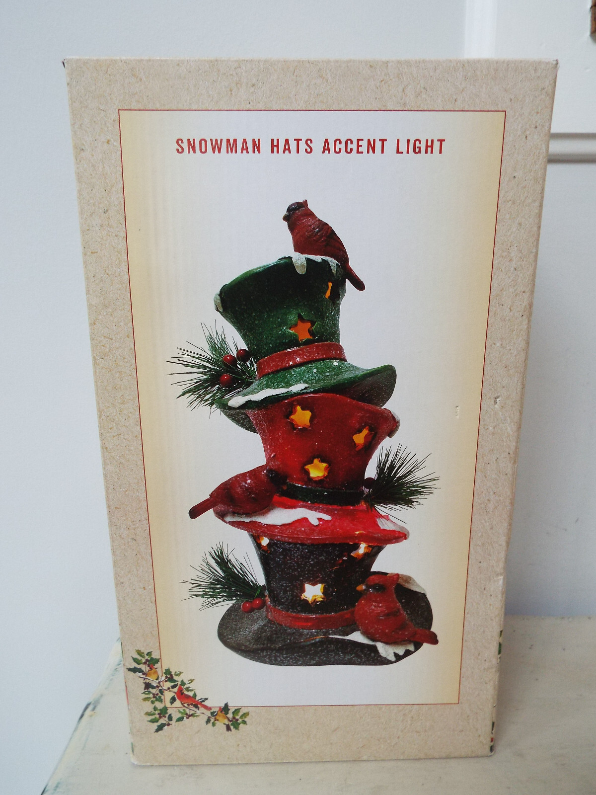 Cracker Barrel Vtg Light Up Christmas Snowman Hats Accent Light Tower Cardinal gallery