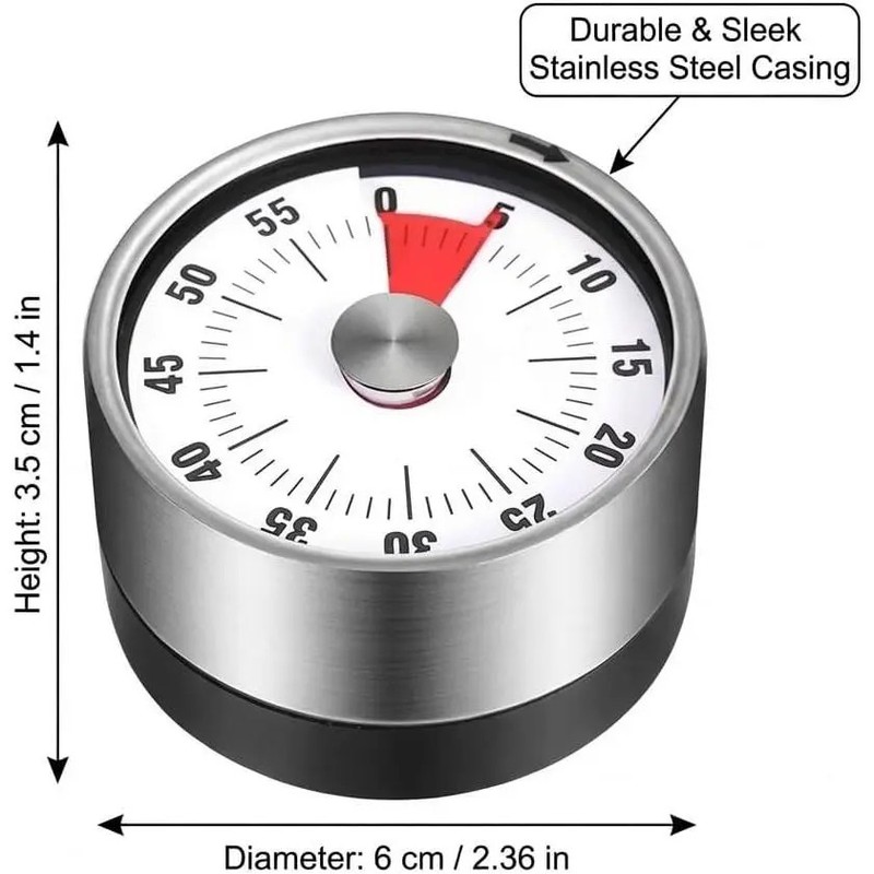 Magnetic Kitchen Timer, 60-Minute Mechanical Visual Countdown Timer, Loud Alarm gallery