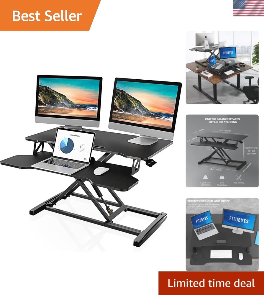 Height Adjustable Standing Desk 32” Wide Sit to Stand Converter Stand Up Desk...