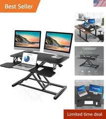 Height Adjustable Standing Desk 32” Wide Sit to Stand Converter Stand Up Desk…