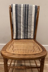 Pottery Barn Antique Stripe Throw/Blanket Navy Linen Cotton 50x57in