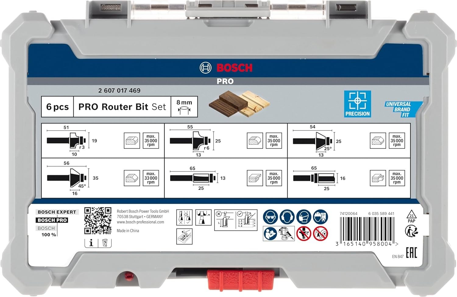 Bosch 6Pc Router Bit Set 8mm Shank Trim Edging GOF130 gallery
