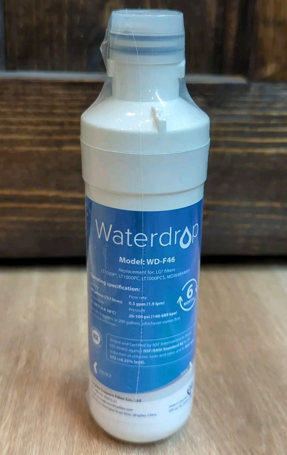 Waterdrop Model WD-F46 Refrigerator Water Filter Replacement New No Box Sealed gallery