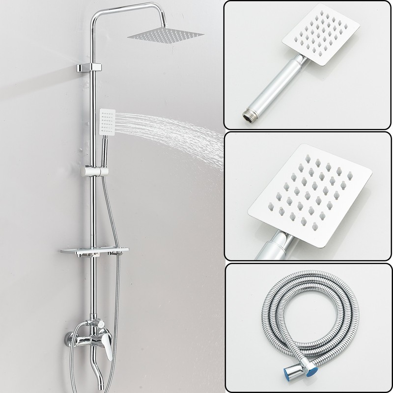 Wall Mounted 8" Rainfall Shower System Shower Faucet Mixer Shower Tap Combo Set gallery