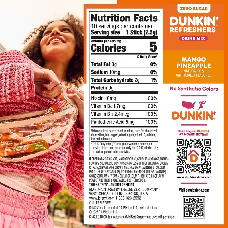 Dunkin’ Refreshers Singles To Go! Powdered drink mix packets, Mango Pineapple,10 gallery