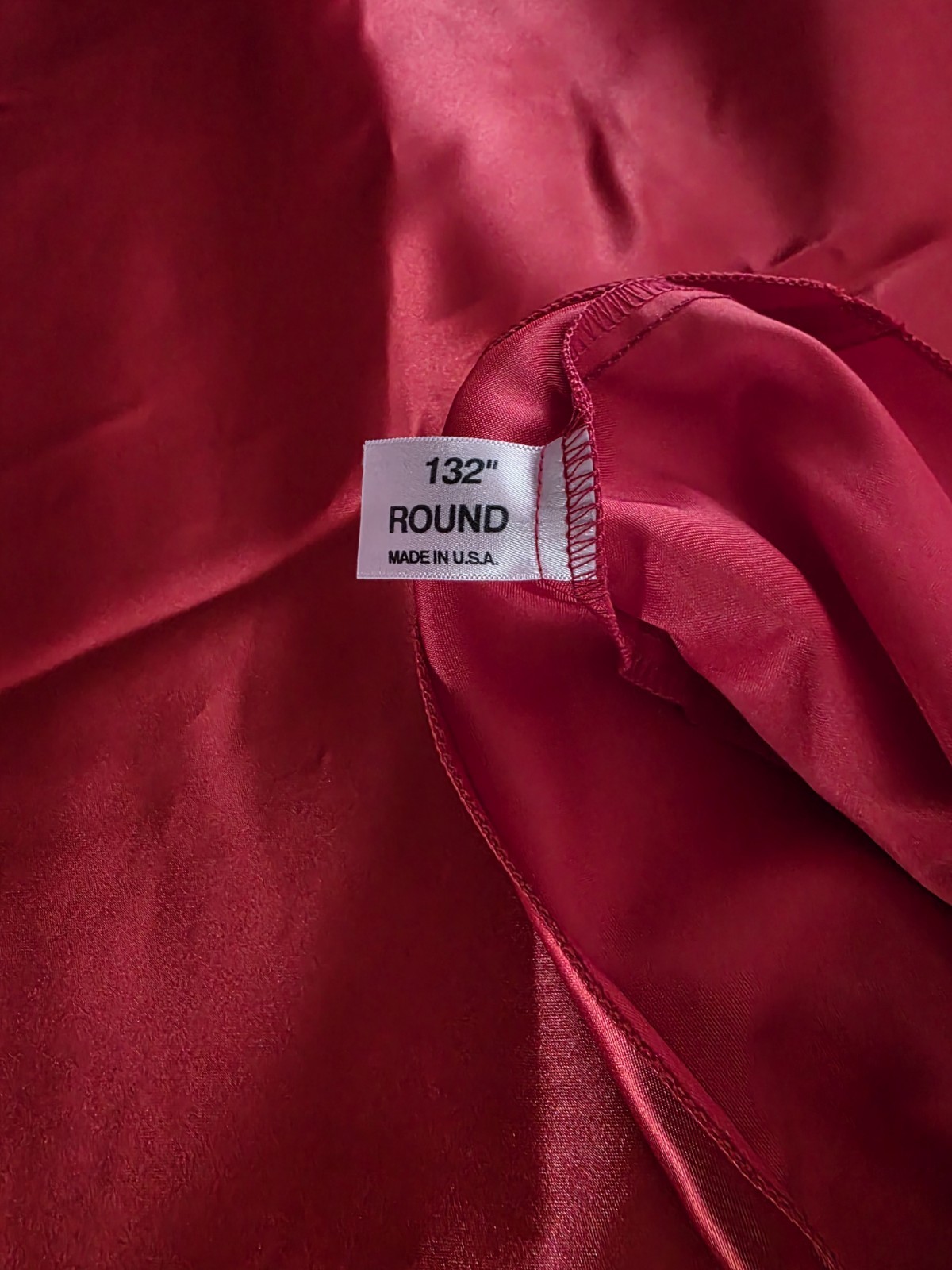 132" Round Satin RED ( Gorgeous)Polyester Blend Linen Tablecloth, gallery