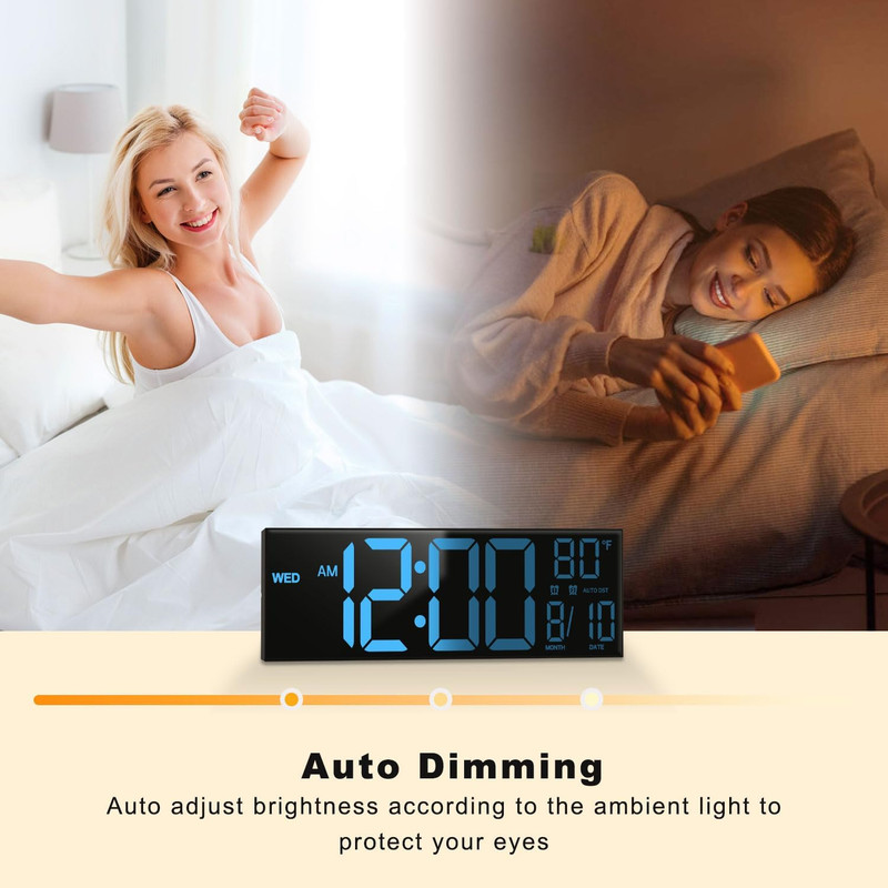 16" Large Digital Wall Mount Clock, Count down Timer, Alarm, Big LED, 8 RGB Colo gallery