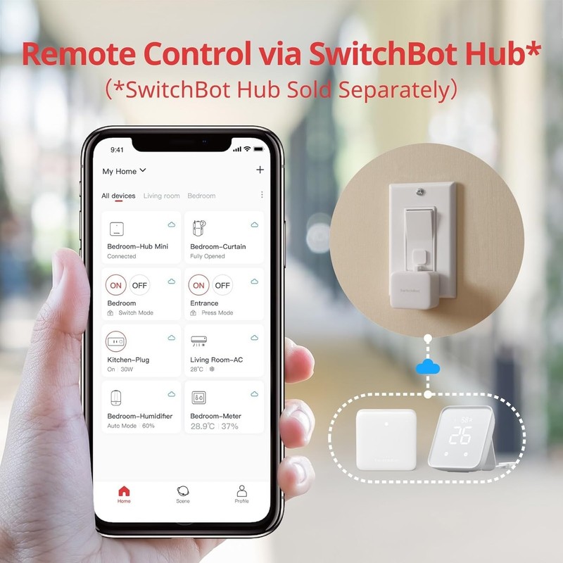 Switchbot Smart Switch Button Pusher (Bluetooth) App Timer Control, No Wiring gallery