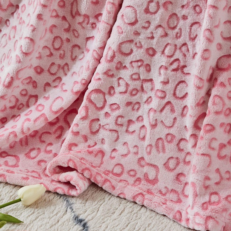 Leopard Print Throw Blanket, 60X80, Pink, Flannel Fleece, Soft, Lightweight gallery