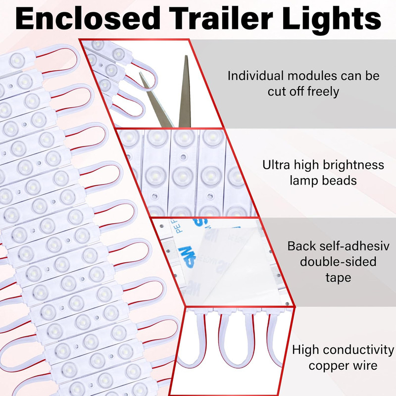 120 LED Van Interior Light Kit, 12V Cargo & Trailer Ceiling Lights, White gallery