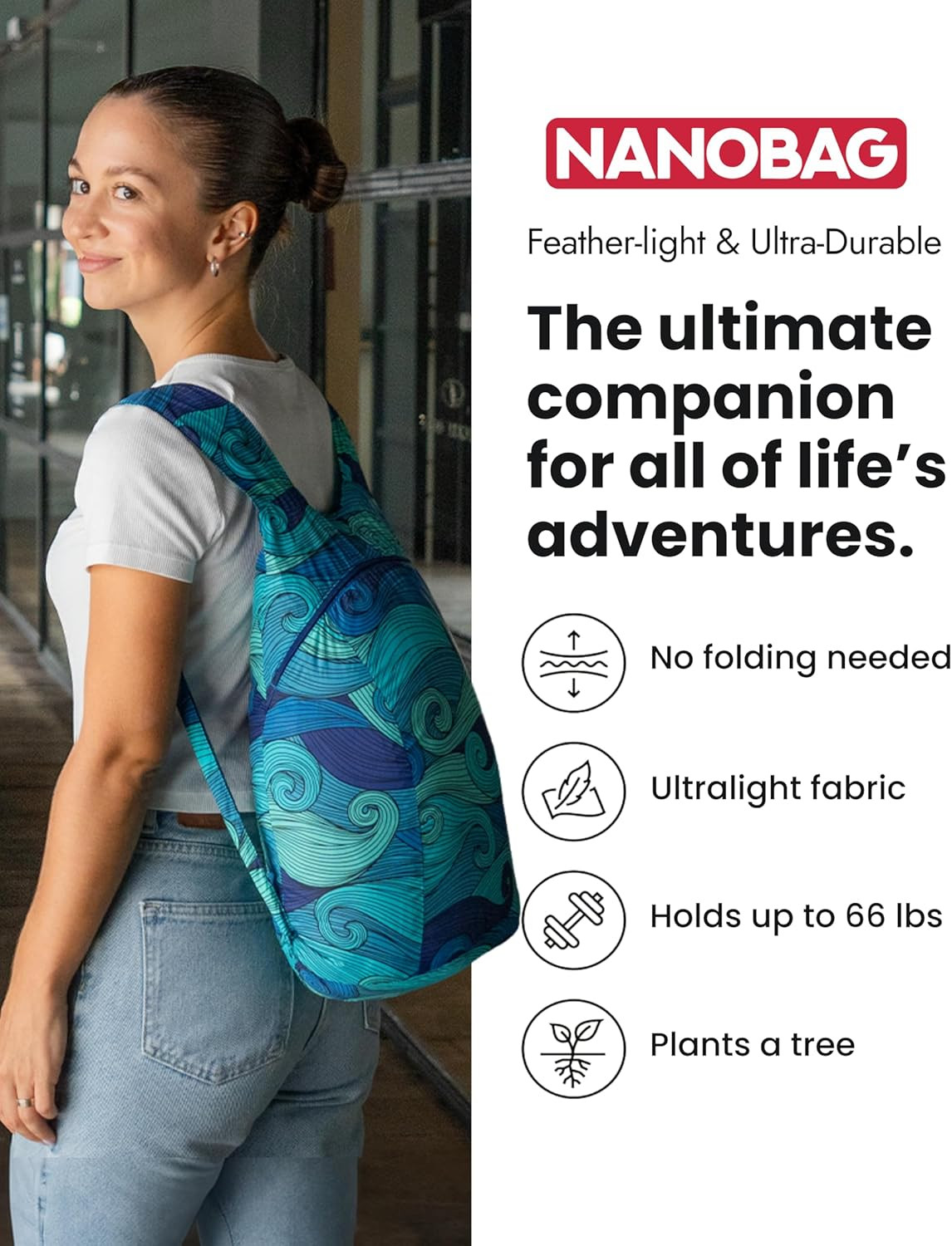 Daypack - Ultralight 16L Foldable Travel & Hiking Backpack, Reusable, Packable, 3
