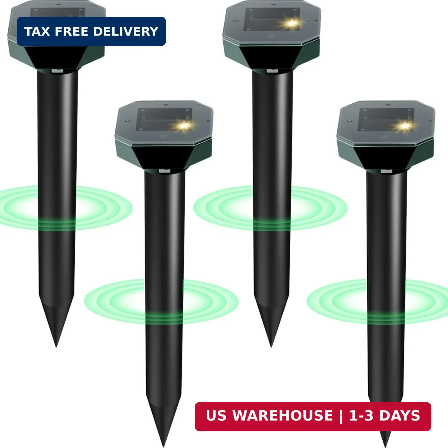 Snake & Mole & Rabbit & Skunk Repellent Solar Powered, Upgraded Ultrasonic Deter gallery
