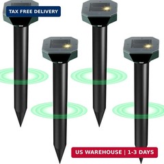 Snake & Mole & Rabbit & Skunk Repellent Solar Powered, Upgraded Ultrasonic Deter