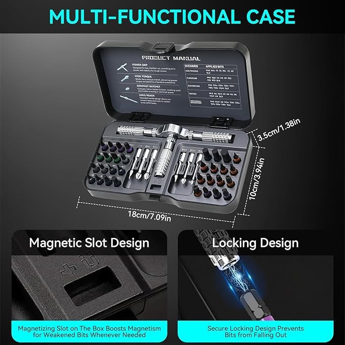40in1 Precision Magnetic Ratchet Screwdriver Set Multi-Bit Kit with Torx Hex Bit gallery