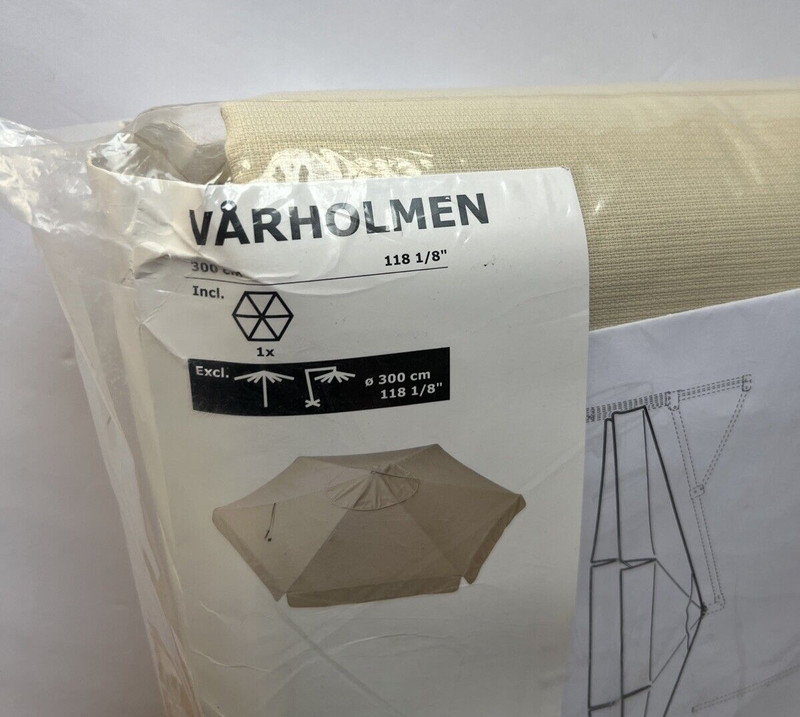 Ikea VARHOLMEN Umbrella Replacement Canopy 118 1/8" Beige 404.454.05 NEW gallery