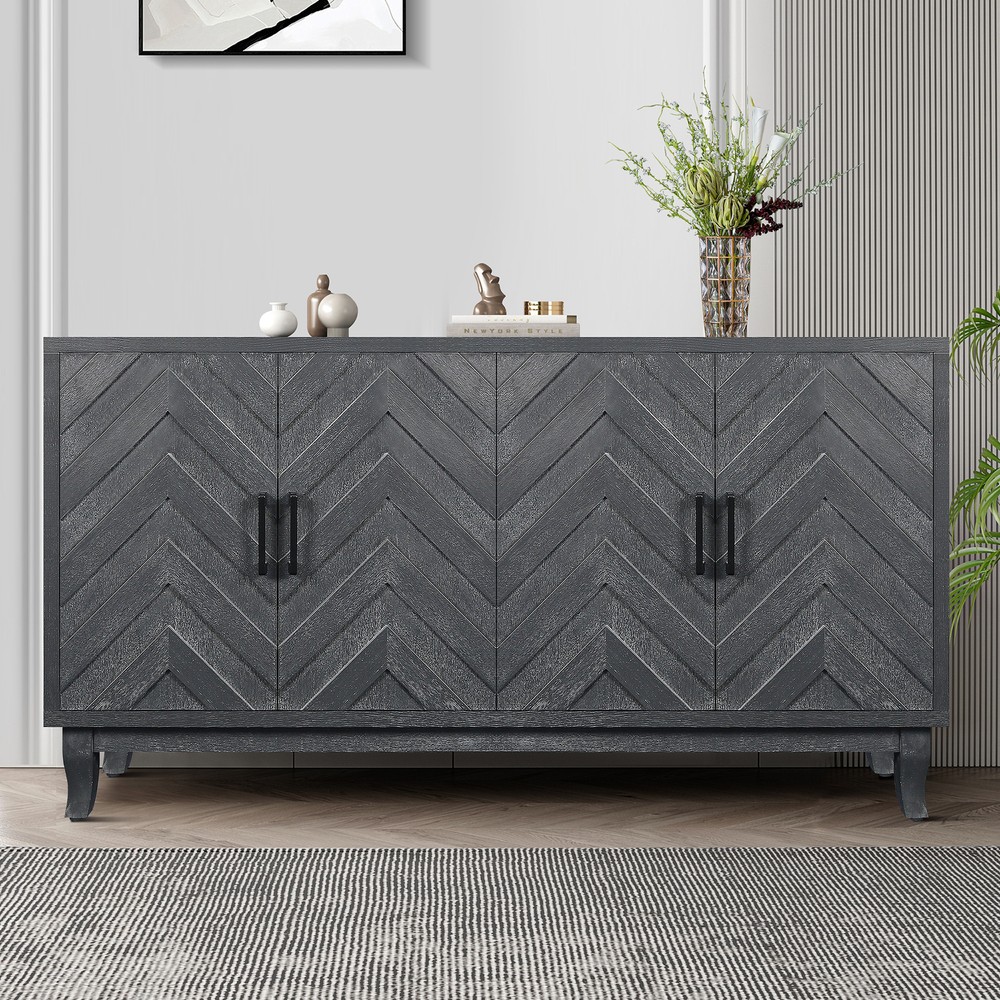 Accent Storage Cabinet w/4 Doors and Adjustable Shelves Sideboard Buffet Cabinet