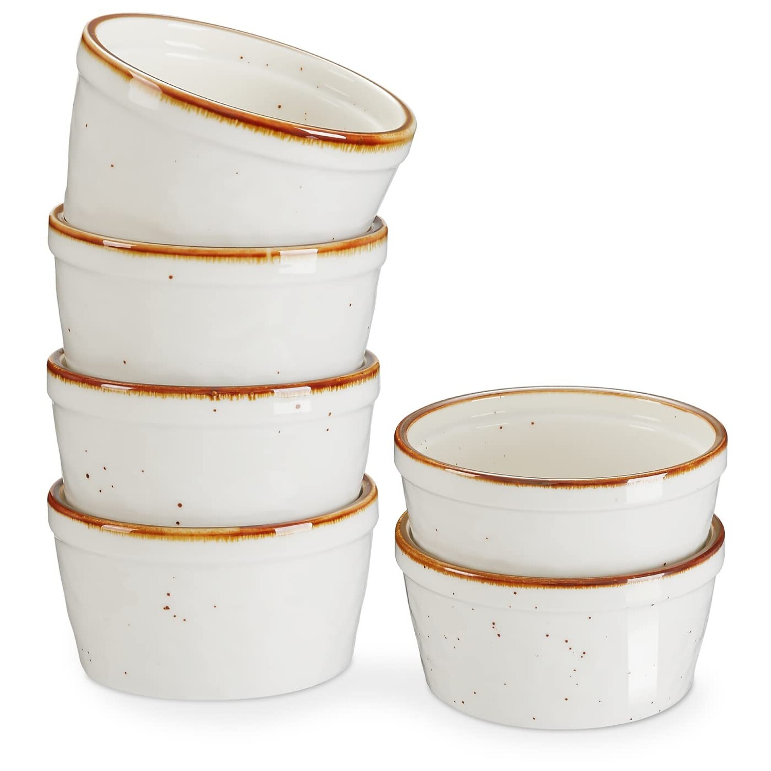 ONEMORE 8 oz Ramekins Oven Safe, Ceramic Small Ramekins with Brown Rim for Ba... gallery