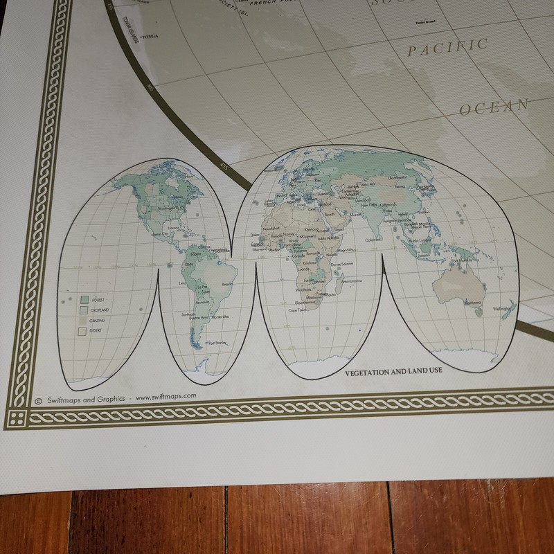 Swiftmaps World Wall Map Modern Day as Antique Edition on Vinyl Canvas 36" x 24" gallery